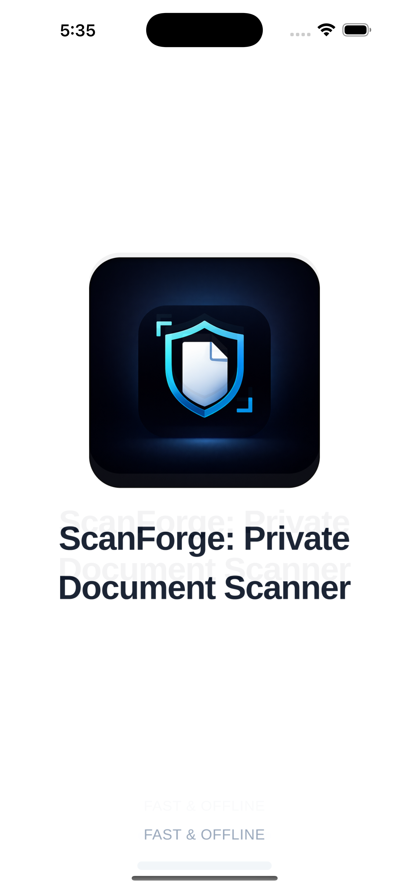 ScanForge app icon and launch screen